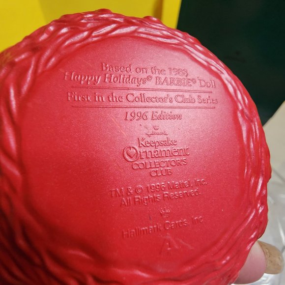 Hallmark Keepsake 1996 Club Edition BARBIE Christmas Ornament based on 1998 Doll - Picture 8 of 15